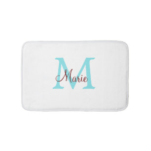 simple minimal add name monogram pink red throw bath mat