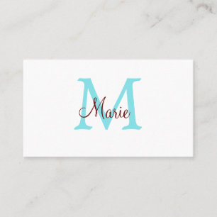 simple minimal add name monogram pink red throw business card