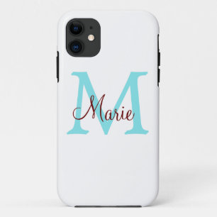 simple minimal add name monogram pink red throw iPhone 11 case