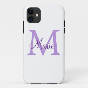 simple minimal add name monogram pink red   throw  iPhone 11 case