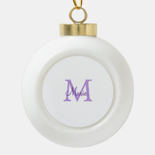 simple minimal add name monogram pink red throw ceramic ball christmas ornament