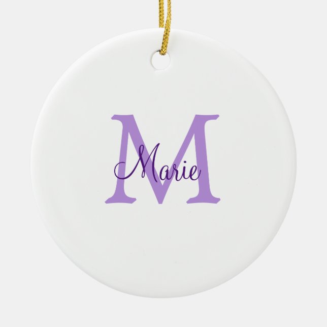 simple minimal add name monogram pink red   throw  ceramic ornament (Front)