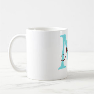 simple minimal add name monogram pink red   throw  coffee mug