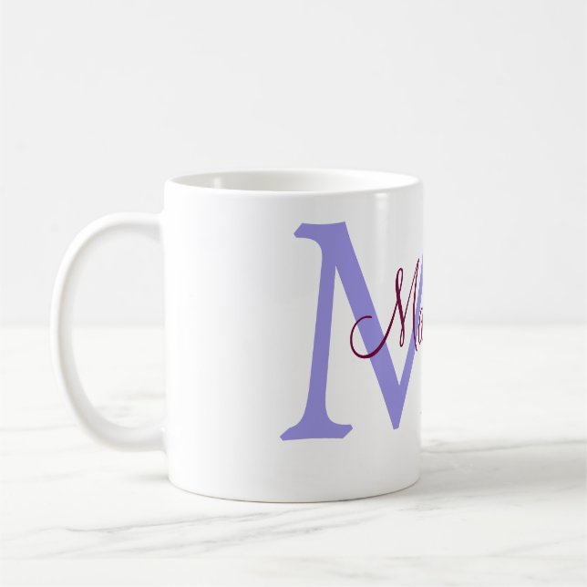 simple minimal add name monogram pink red   throw  coffee mug (Left)