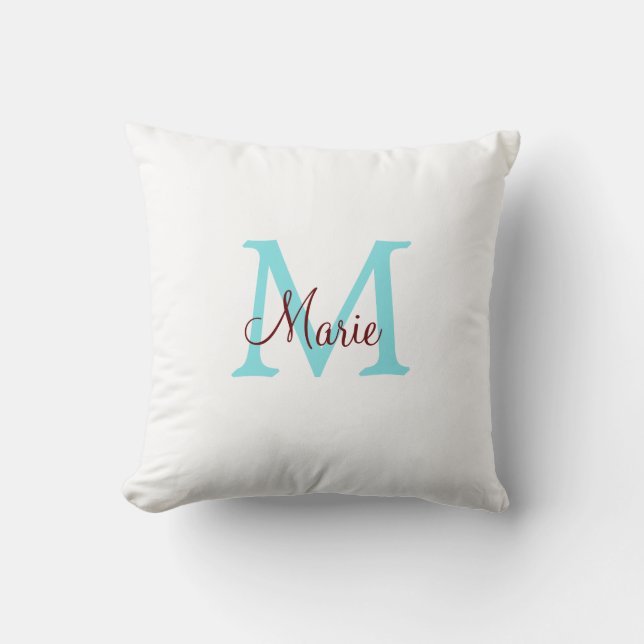 simple minimal add name monogram pink red   throw  cushion (Front)