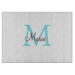 simple minimal add name monogram pink red throw cutting board
