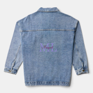 simple minimal add name monogram pink red   throw  denim jacket