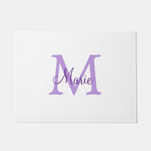 simple minimal add name monogram pink red throw doormat