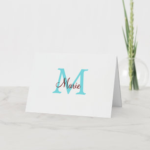 simple minimal add name monogram pink red throw foil holiday card