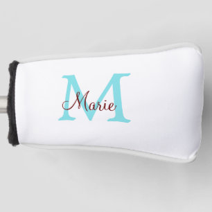 simple minimal add name monogram pink red throw golf head cover
