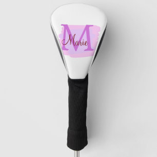 simple minimal add name monogram pink red throw golf head cover