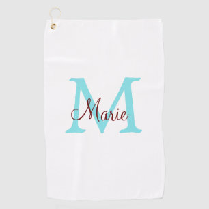 simple minimal add name monogram pink red   throw  golf towel