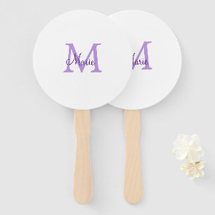 simple minimal add name monogram pink red throw hand fan