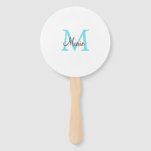 simple minimal add name monogram pink red throw hand fan