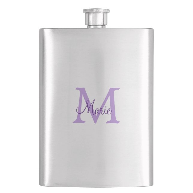 simple minimal add name monogram pink red   throw  hip flask (Front)