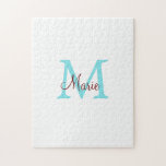 simple minimal add name monogram pink red   throw  jigsaw puzzle<br><div class="desc">beautiful design</div>