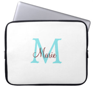 simple minimal add name monogram pink red throw laptop sleeve