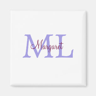 simple minimal add name monogram pink red throw magnet
