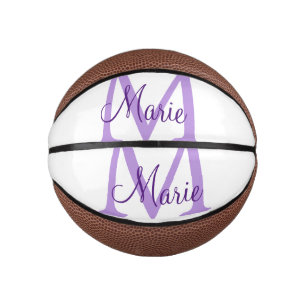 simple minimal add name monogram pink red   throw  mini basketball