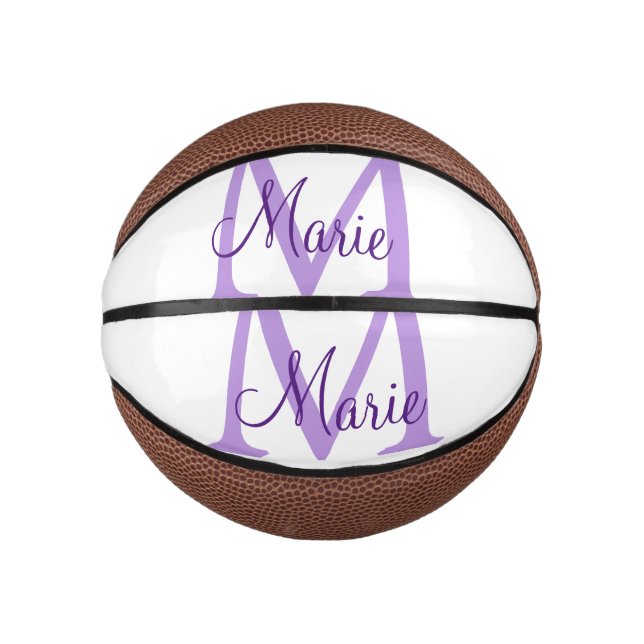 simple minimal add name monogram pink red   throw  mini basketball (Front)
