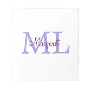 simple minimal add name monogram pink red throw notepad