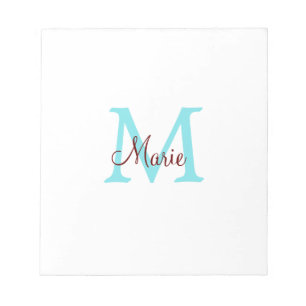 simple minimal add name monogram pink red throw notepad