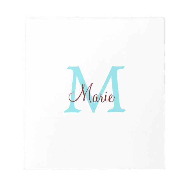 simple minimal add name monogram pink red   throw  notepad (Front)