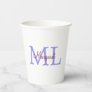 simple minimal add name monogram pink red throw paper cups