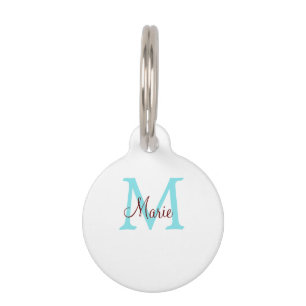 simple minimal add name monogram pink red throw pet tag