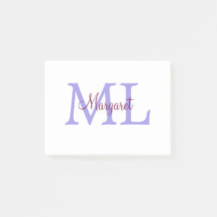 simple minimal add name monogram pink red   throw  post-it notes