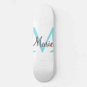 simple minimal add name monogram pink red throw skateboard