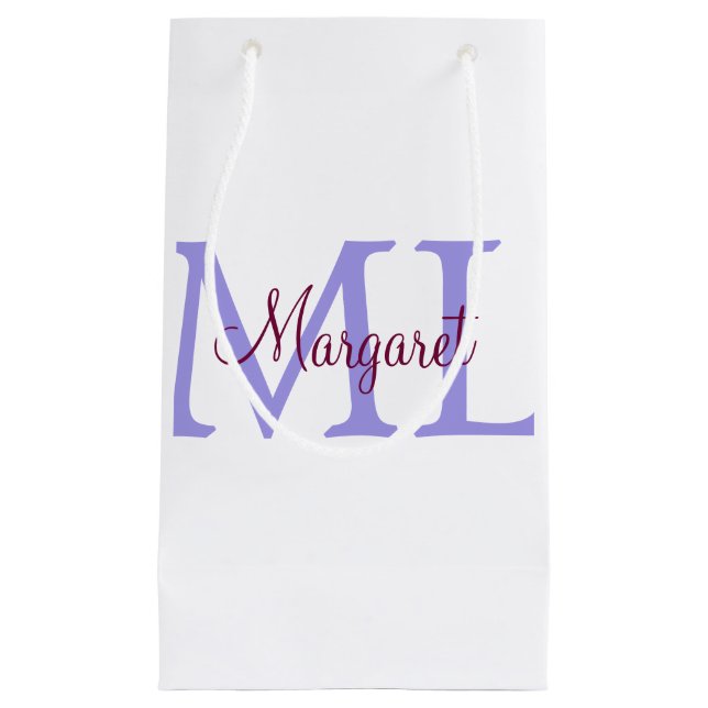simple minimal add name monogram pink red   throw  small gift bag (Front)