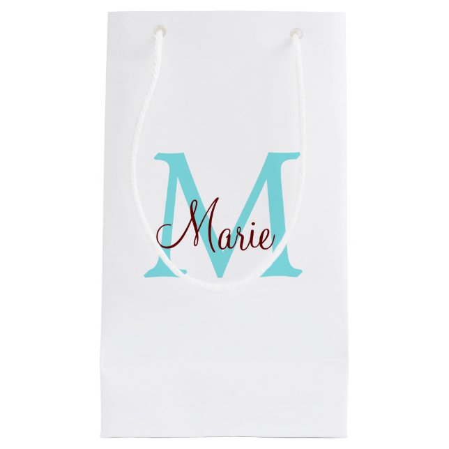 simple minimal add name monogram pink red   throw  small gift bag (Front)