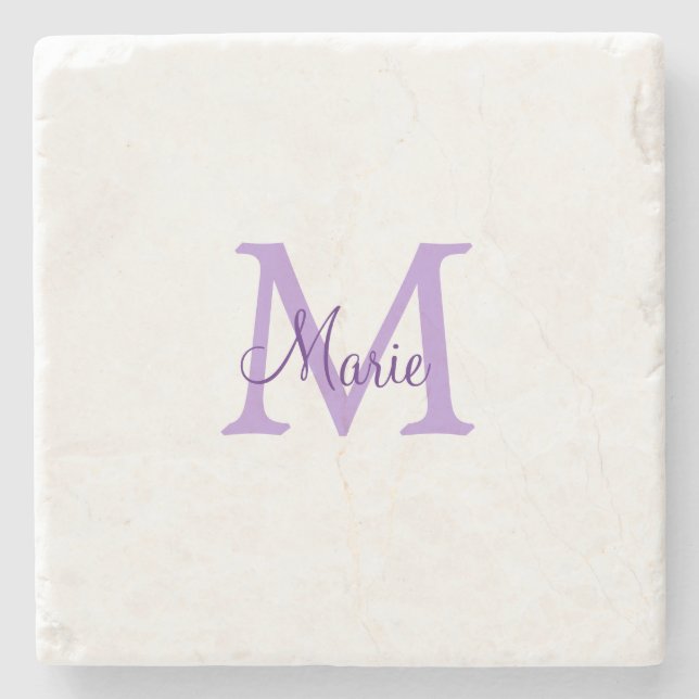 simple minimal add name monogram pink red   throw  stone coaster (Front)