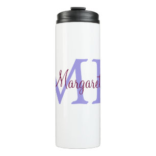 simple minimal add name monogram pink red throw thermal tumbler