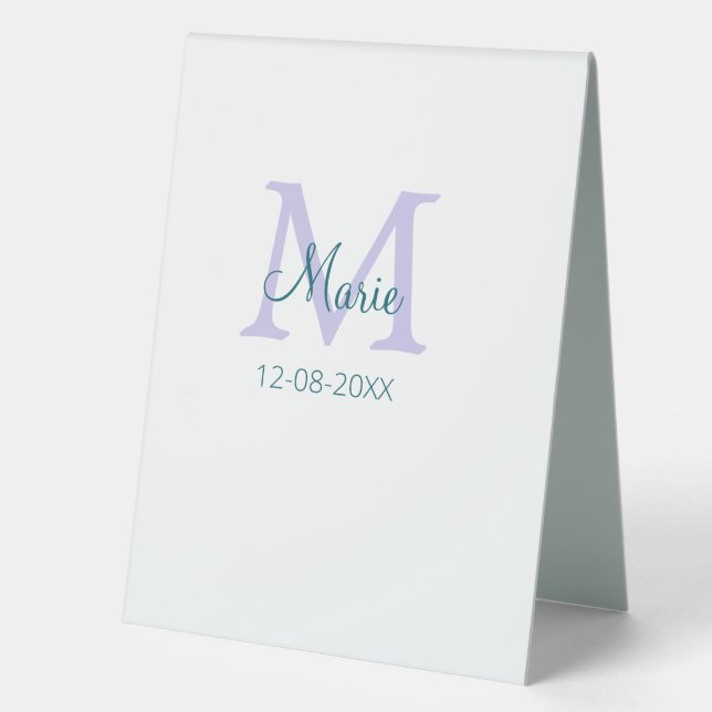simple minimal add name monogram purple green date (Front)