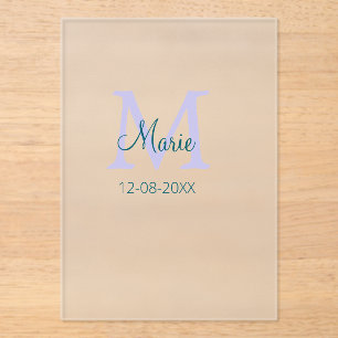 simple minimal add name monogram purple green date acrylic invitations