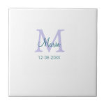 simple minimal add name monogram purple green date ceramic tile<br><div class="desc">beautiful design</div>