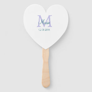 simple minimal add name monogram purple green date hand fan