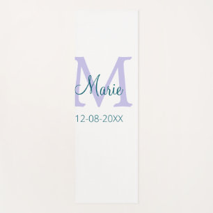 simple minimal add name monogram purple green date yoga mat
