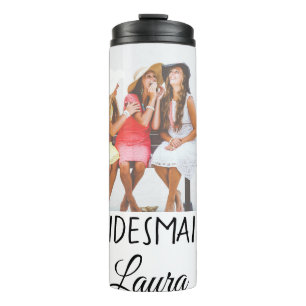 Simple minimal add name photo bridesmaid gift thermal tumbler