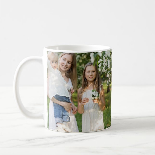 simple minimal add our photo collage name text  coffee mug (Left)