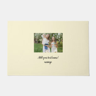 simple minimal add our photo collage name text doormat