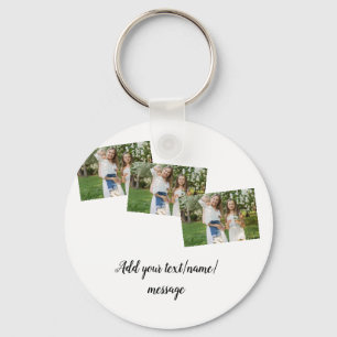 simple minimal add our photo collage name text key ring