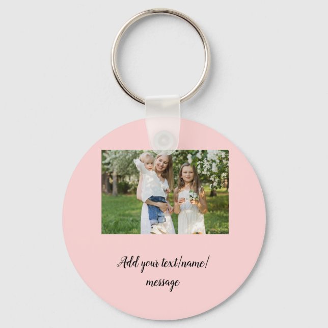 simple minimal add our photo collage name text   key ring (Front)