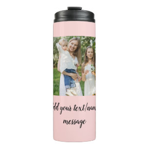 simple minimal add our photo collage name text thermal tumbler