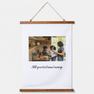 simple minimal add photo collage name family mom hanging tapestry