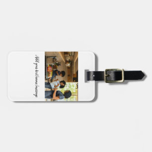 simple minimal add photo collage name family mom luggage tag