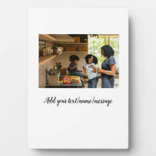 simple minimal add photo collage name family mom plaque