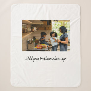 simple minimal add photo collage name family mom sherpa blanket